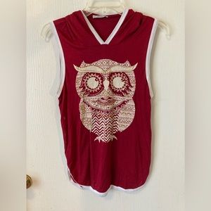Davida Red Hoodie Shirt with Owl